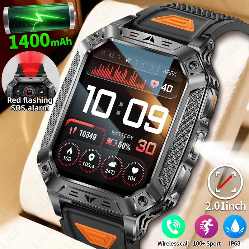 AK86 Smart Watch for Men Women, Outdoor Fitness Tracker with Big Battery, HD Screen, Bluetooth Call, Heart Rate Monitor, Voice Assistant