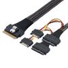 Yousheng 80CM Slim SAS SFF-8654 8i to 2xSFF-8639 NVMe U.2 SSD Adapter Cable High Speed Transfer SFF-8654 74Pin to SFF-8639 68Pin Hard Disk Data Cord