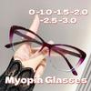 Anti Blue Light Cat Eye Myopia Glasses Men's and Women's Ultra Light Myopia Glasses Prescription Finished Glasses 0 To -3.0