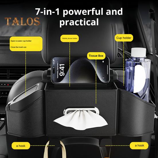 Ящик для хранения на заднем сиденье автомобиля, органайзер для хранения на заднем сиденье автомобиля с 2 держателями для стаканов, многофункциональный, экономит место в салоне автомобиля для внедорожников, фургонов, грузовиков