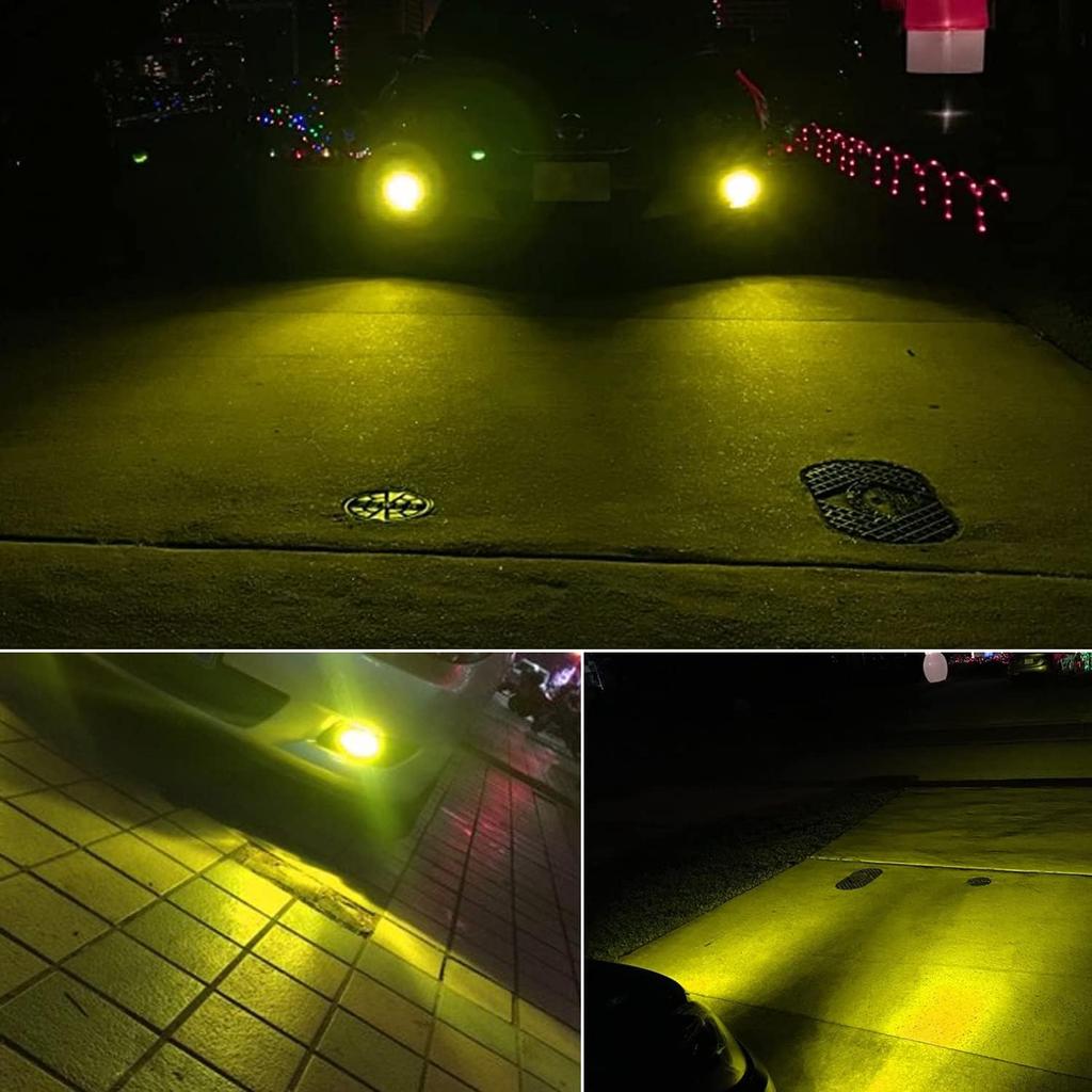 PHINLION 5202 PS24W Golden Yellow LED Fog Light Bulbs, 3200 Lumens Super Bright 5201 12085 PS19W 3030 30-SMD DRL Replacement Lamps for Cars, Trucks,