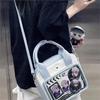Sweet Cute Shoulder Bag Women Kawaii Japanese Clear Anime Ita Bag Ladies Leather  Leather Square Large Capacity Crossbody Bag