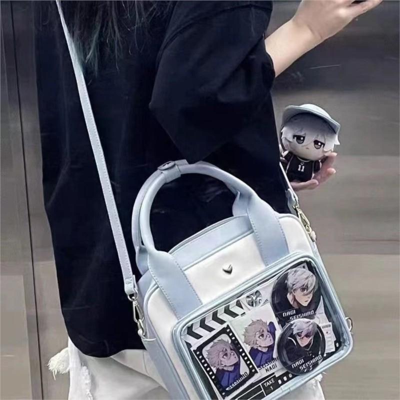Sweet Cute Shoulder Bag Women Kawaii Japanese Clear Anime Ita Bag Ladies Leather  Leather Square Large Capacity Crossbody Bag