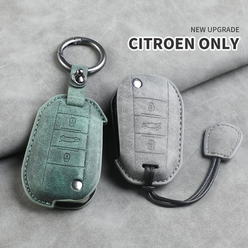 Leather Car Flip Key Case Cover for Peugeot 208 308 408 508 2008 3008 4008 5008 306 407 807 for Citroen C1 C3 C4 CACTUS C6 C8