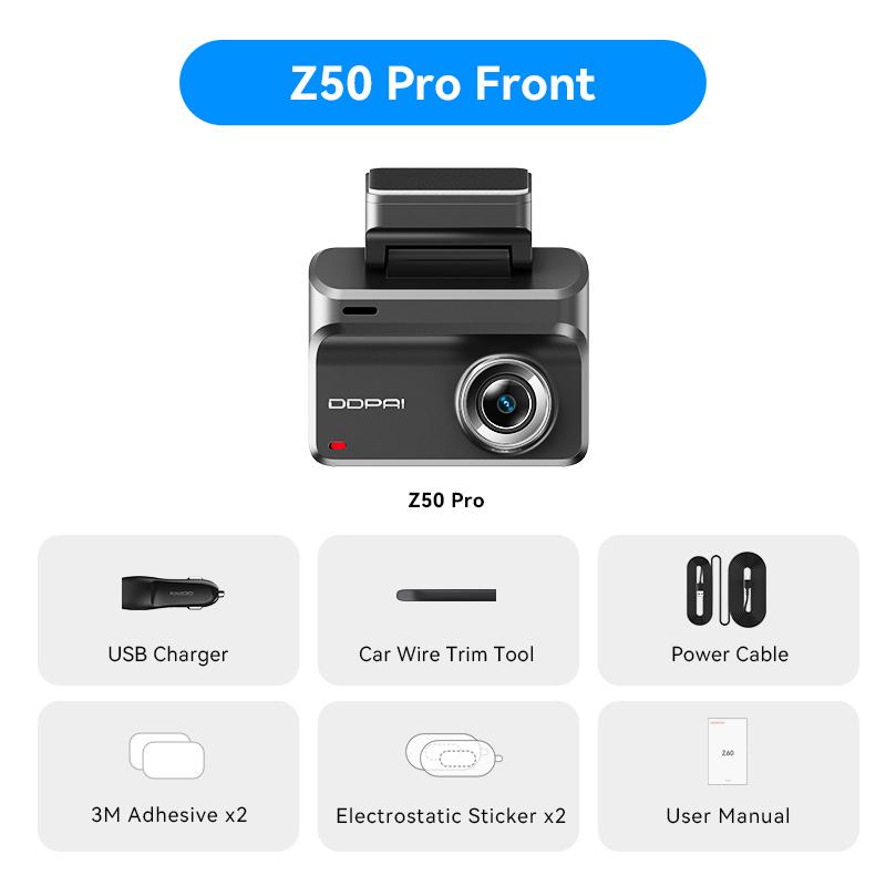 DDPAI Dash Cam Z50 Pro 4K UHD 3"IPS Display Built-in GPS ADAS Dual-channel Car DVR Wi-Fi 24H Parking Monitor Dash Car Camera