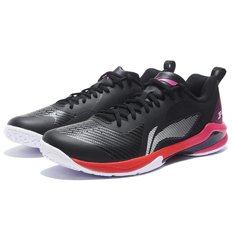 Li Ning Speed SE Fabric Synthetic Leather Shock Absorption Non-Slip Wear-Resistant Low-Top Badminton Shoes Unisex Shoes Black Red AYZS018-2