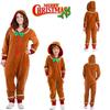 Christmas Gingerbread Man Cosplay Costume Hooded Jumpsuits Adult Kids Xmas Party