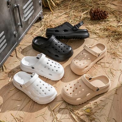 Мода Мода Сандалии на платформе с вырезами Женские 2025 Лето Нескользящие Пляжные Клоги Сандалии из ЭВА Женские Толстая Мягкая Подошва Садовая Обувь Шлепанцы