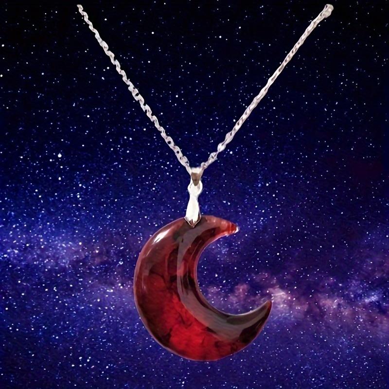 [Creative Moon-Shaped Necklace] Synthetic Moon-Shaped Pendant Necklace | for Party, Evening Wear, Daily Outfits, and Holiday Gifts