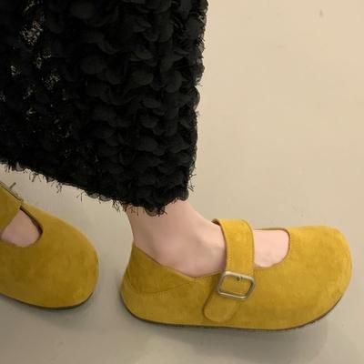 Французские красивые туфли-лодочки на толстой подошве с мелким вырезом женские туфли Xia Boken 2025 летние новые модели с юбками ретро туфли Мэри Джейн