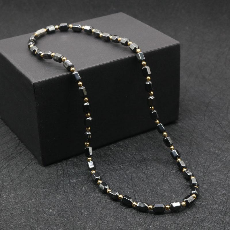 Simple Classic Health Energy Healing Therapy Beaded Magnetic Hematite Necklace for Men and Women Jewelry