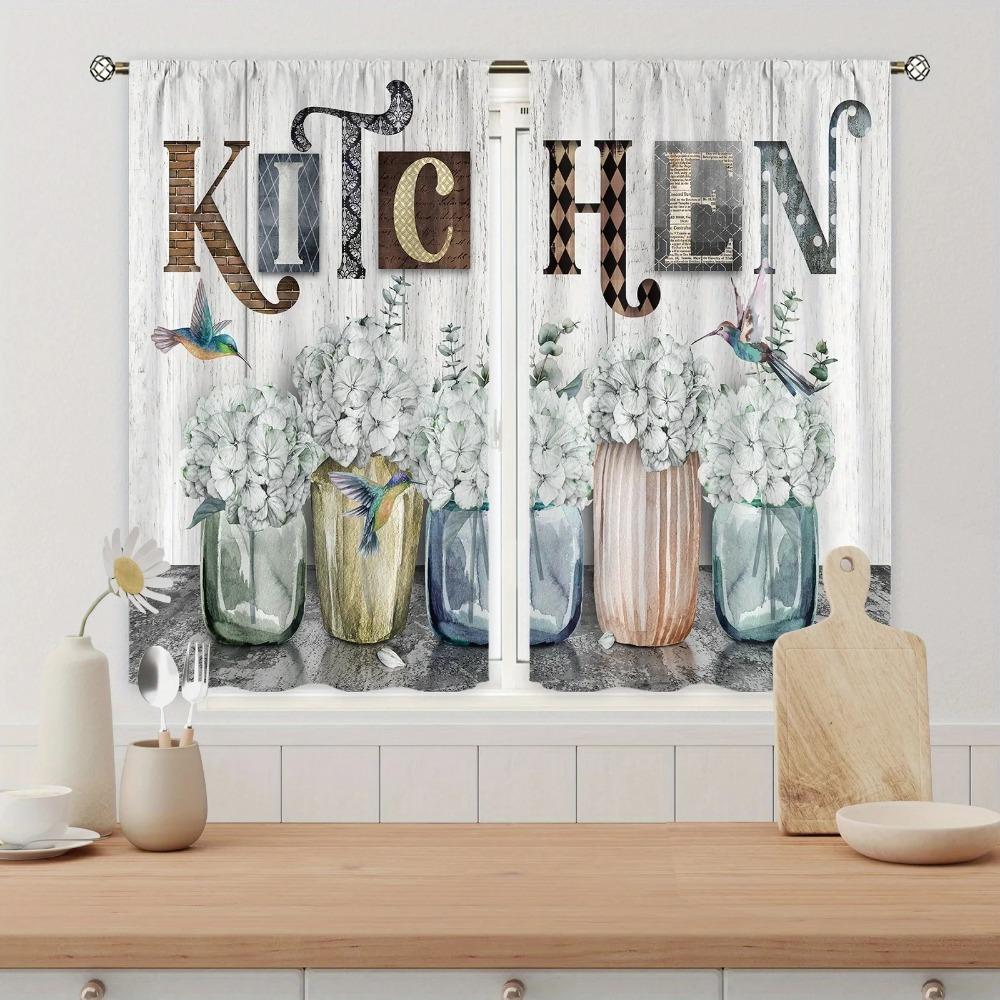 Farmhouse Kitchen Drapes Country Style Rustic Style Fork Knife Retro Window Treatment For Kitchen Bedroom Cafe Living Room Home Dec