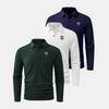 Minimalist Men's Long-Sleeve Polo 3pcs Set-Classic Two-Button Design, Soft and Drapey Fabric, Breathable and Moisture-Wicking for Everyday Wear