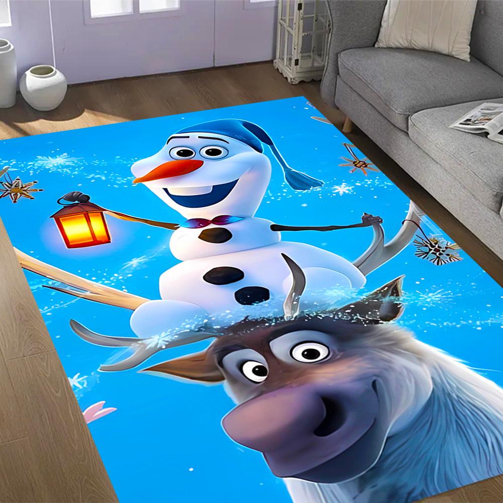 Frozen Olaf Cartoon Theme Non-Slip Rug - Made of polyester, suitable for home décor, bedrooms, living rooms, entryways, and studios.