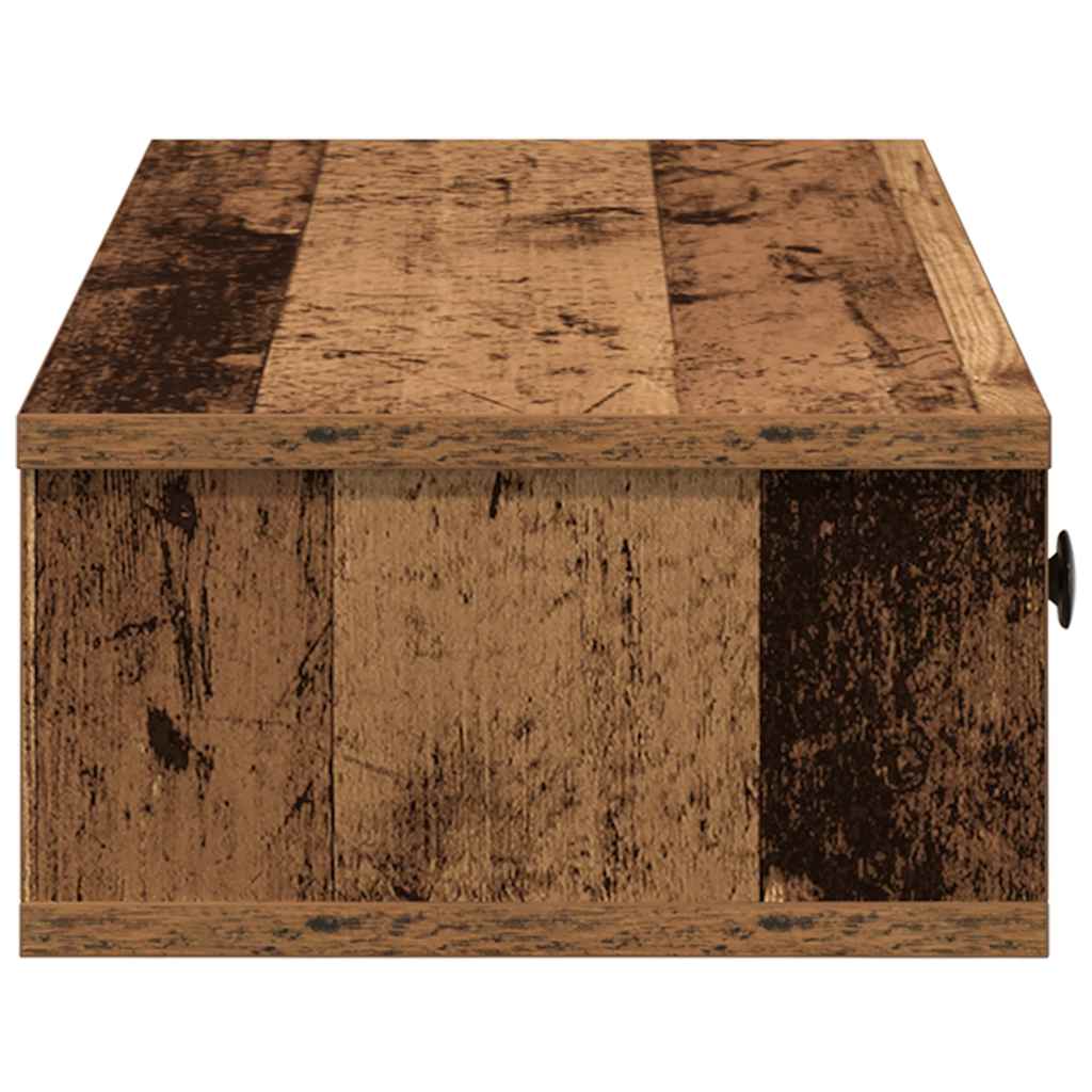 Vidaxl Półka Ścienna Z Szufladami, Stare Drewno, 100X37,5X19 Cm