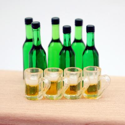 10 шт./компл. 1:12 кукольный домик, миниатюрная игрушка, бутылка для пива, вина, напитка, чашка, модельный комплект, чашка для бутылки, фигурки, аксессуары для кухни и гостиной