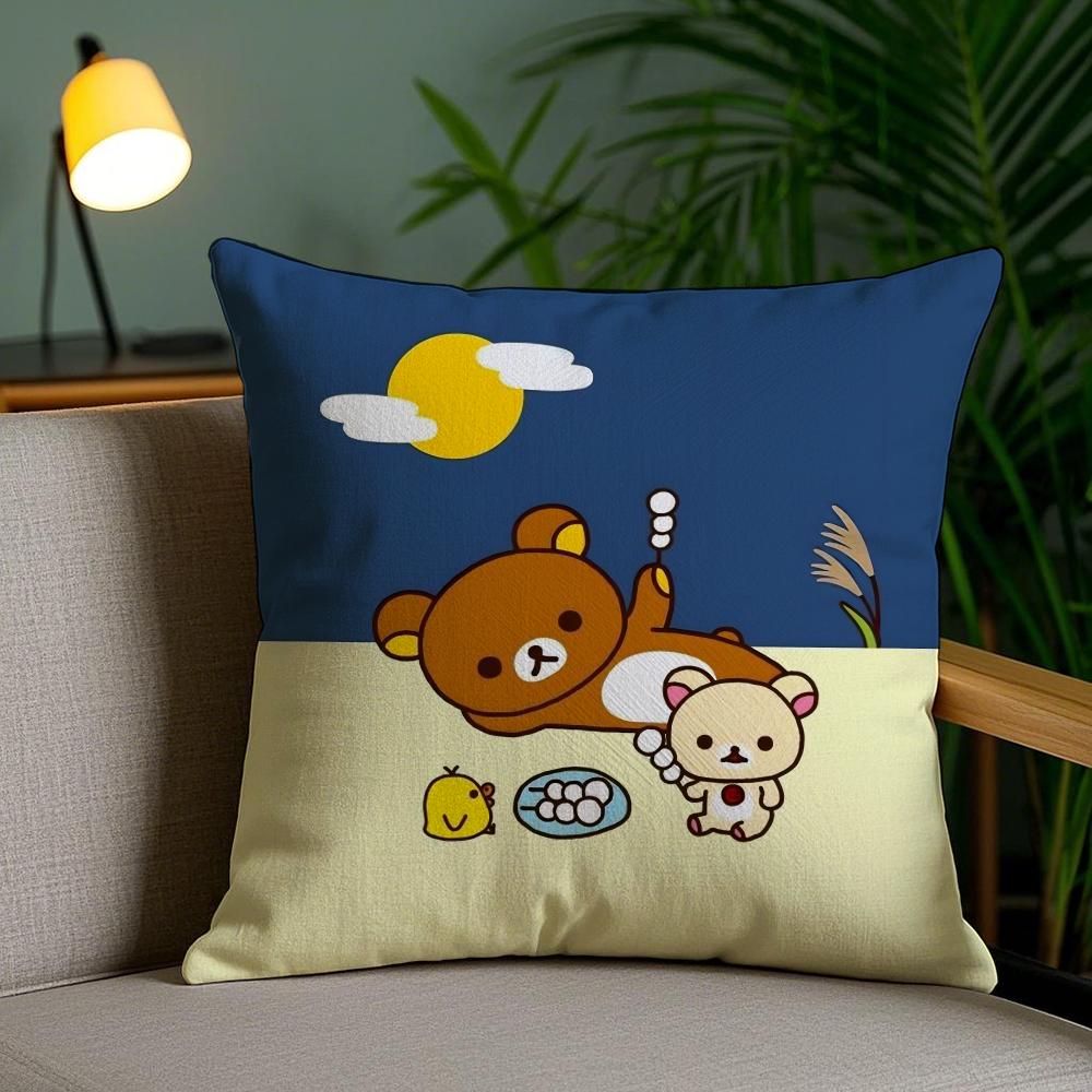 Мультяшная наволочка Rilakkuma, мягкий короткий плюш, двусторонняя печать, декор для дома, машинная стирка, наволочка, подарок