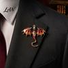 Dragon Lapel Pin 2Pcs Rhinestone Flying Brooch, Western Winged Pin, Alloy Brooch Sweater Cardigan Coat Suit Scarf Decor, Men Jewelry Accessories Clip