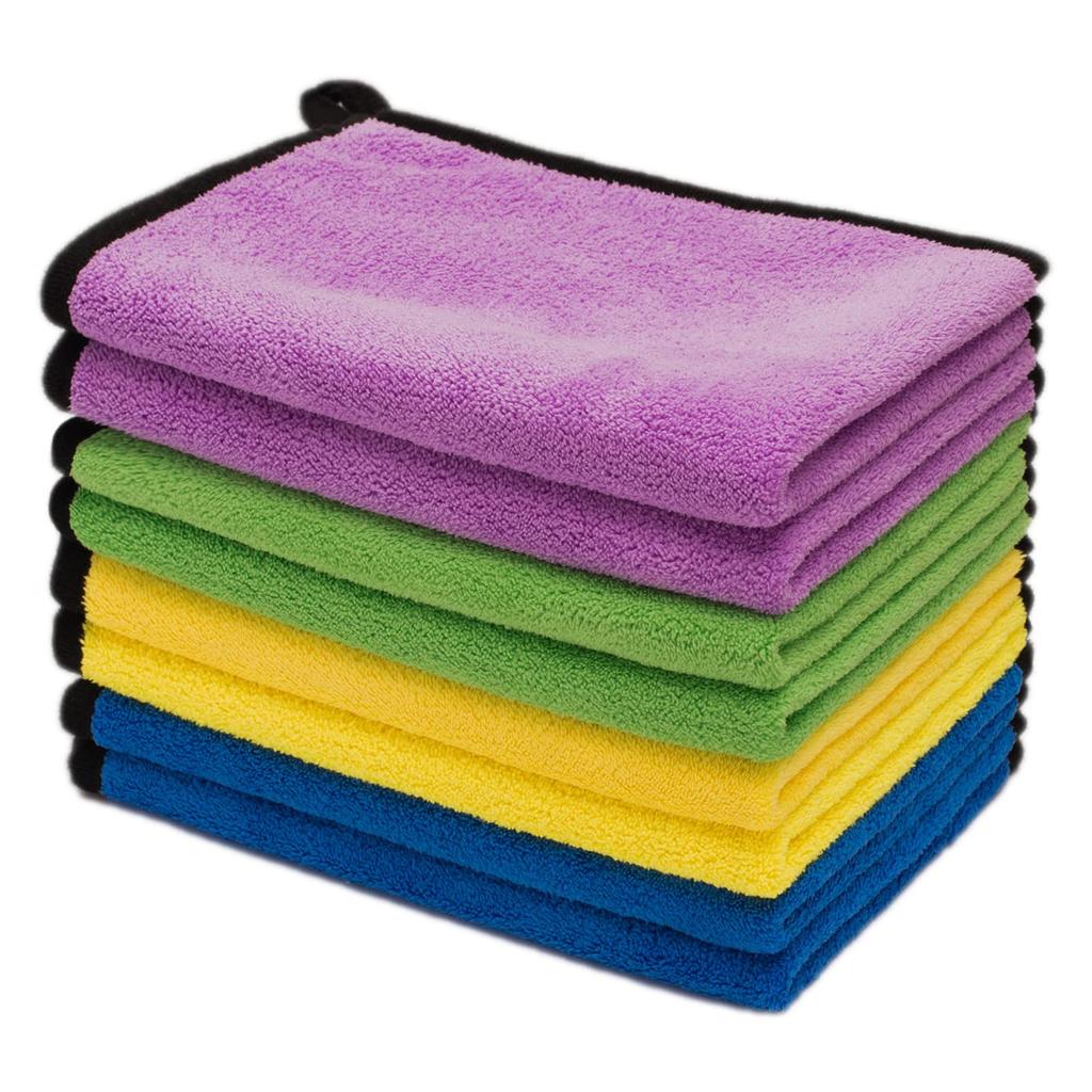 Microfiber Wiping Car Wash Absorbent and for Car Home Kitchen Scratch Thick 40cm x 4 Total of 8 Pieces Cloths, Towels, Quick-Drying, Washing, Use,