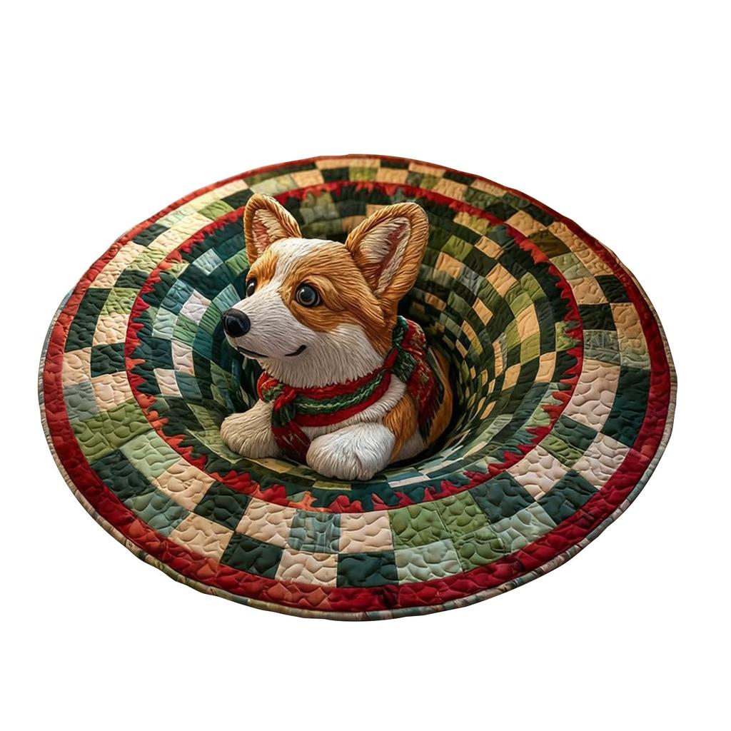 3D Christmas Floor Carpet Funny Visual Illusion Effect Christmas Optical Rug Room Circular Vortex Door Mat Party Decoration
