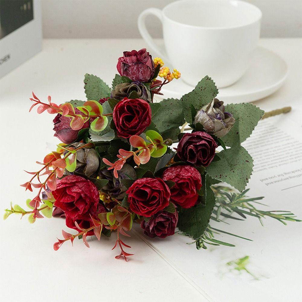 Multicolor Faux Rose Flower 21 Heads Simulation Flowers New Fake Flower Wedding Decoration