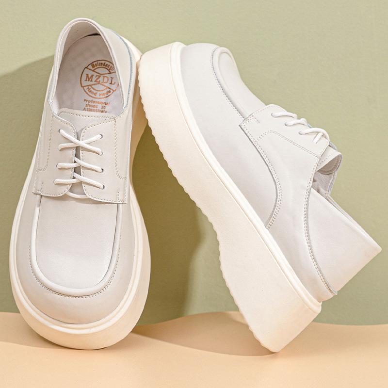 Модные британские туфли из кожи женские новые одинарные туфли колледж ветер толстая подошва кожаные туфли детские туфли