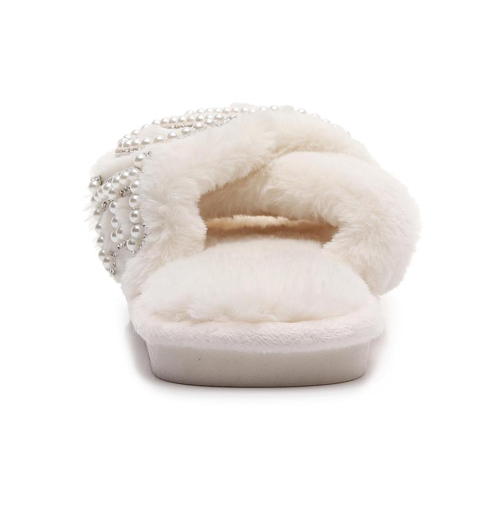 Hot-Selling Pearl Diamond 'BRIDE' Plush Slippers for Bachelorette Parties and Weddings