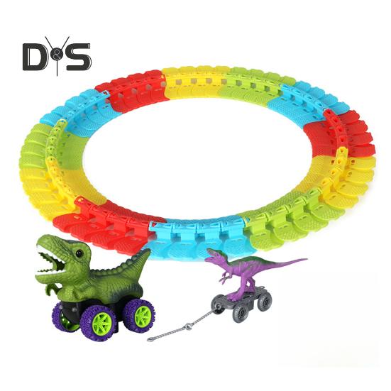 1 набор игрушечных треков для машинок-динозавров с легкой музыкой, обучающая самодельная трасса для строительства, антигравитационная игра-динозавр, американские горки, гоночная игрушка для скалолазания