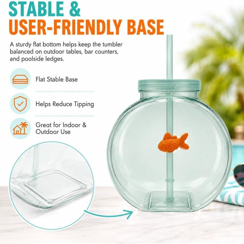 With Lid Plastic Fish Bowl Cup Translucent Green Drinking Purse Bottle  Parties Centerpieces
