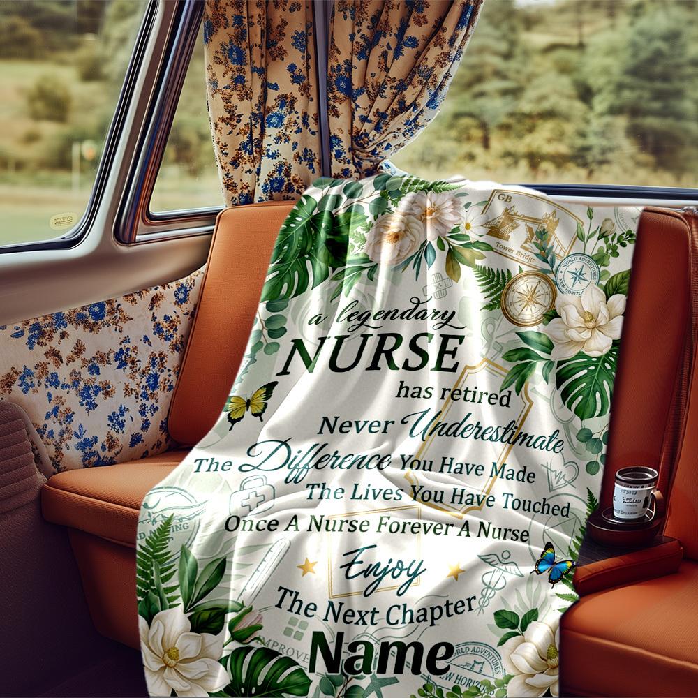 Retirement Celebration Nurse'S Legacy Blanket Personalized Name Soft Comfortable Stylish Blanket Car Blanket Perfect For Travel Camping Outdoor Home