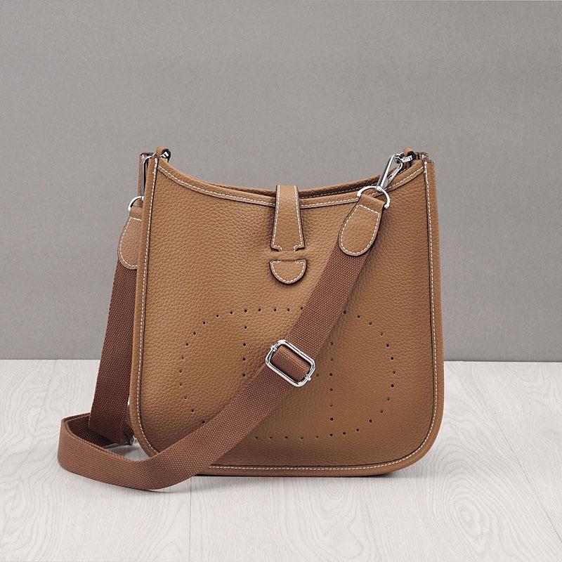 2024 Женская модная сумка через плечо из натуральной кожи Hollow Punch