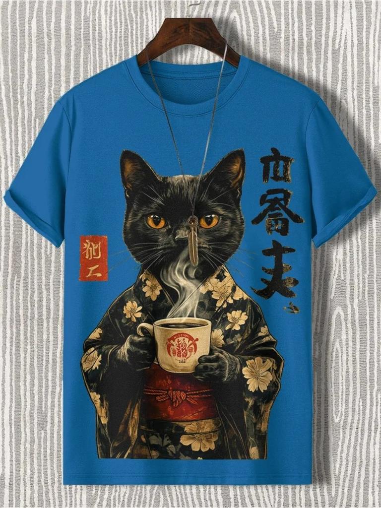 Мужские футболки с забавными животными и 3D-принтом, футболки с короткими рукавами, топы, рубашки с круглым вырезом, летняя повседневная мужская одежда, одежда