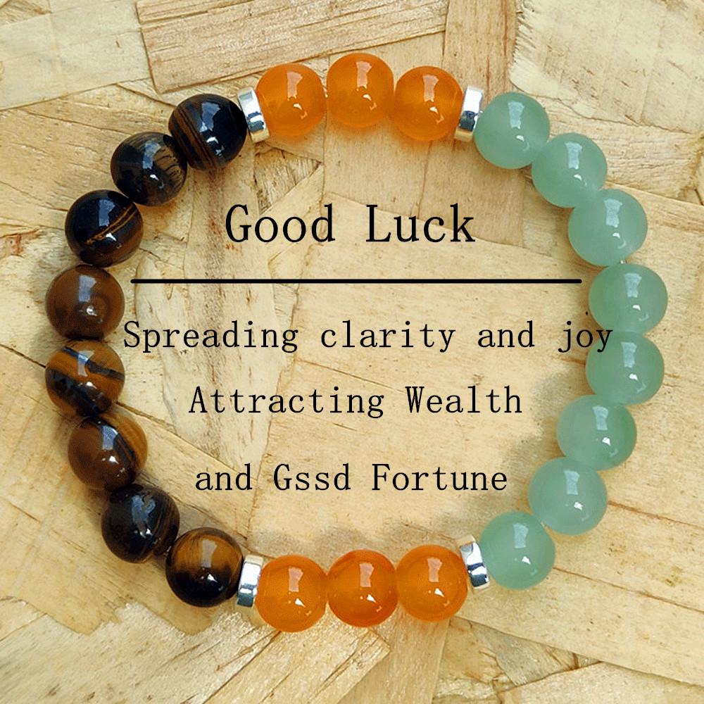 Набор браслетов из 9 штук из натурального камня: Дизайн из бусин Тигровый глаз и Аметист