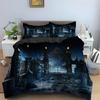 Halloween Horror Pumpkin King Queen Duvet Cover Night Witch Bedding Set Bat Moon Quilt Cover 2/3Pcs Polyester Comforter Cover