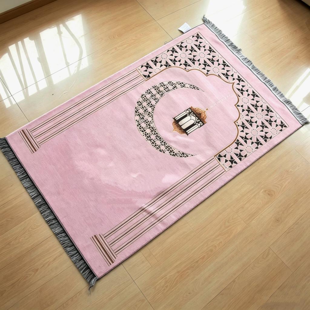 Islamic Floral Prayer Mat, Easy-to-clean Muslim Worship Rug, Foldable Skin-friendly and Wear-resistant Kneeling Blanket