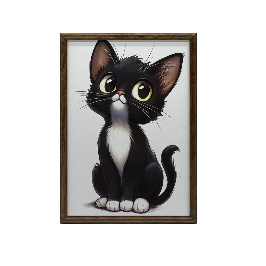 Plakat Kocurek W Bieli Plakat Kocurek W Bieli, 40X50 Cm, Rama Aluminiowa Czarna, Papier Matowy 230 Gsm