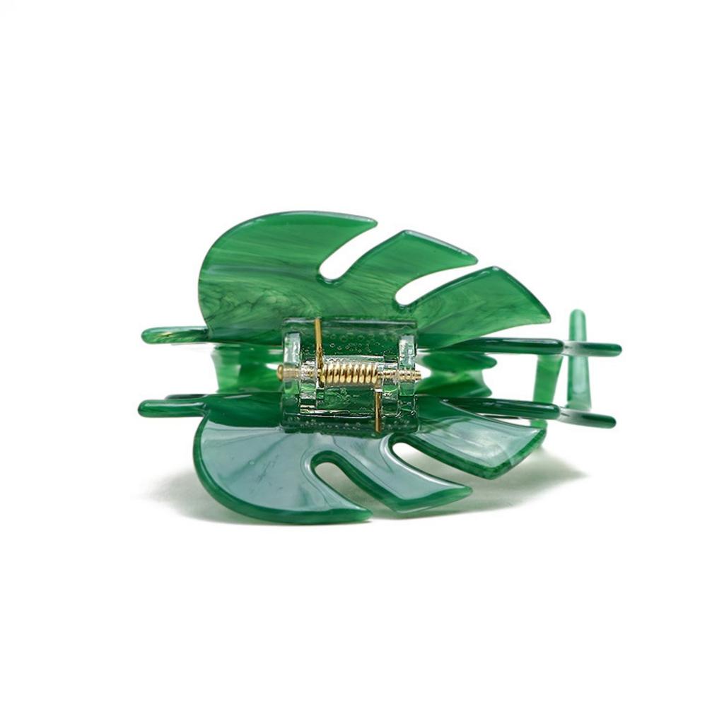 2 шт. Зеленые заколки для волос Monstera, заколки для волос из ацетата целлюлозы, маленькие заколки-коготь для девочки, аксессуары для волос