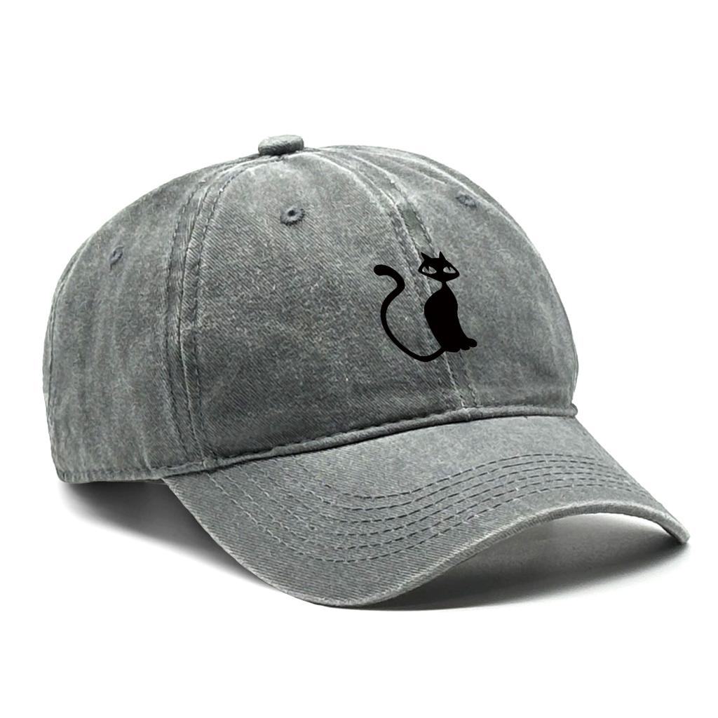 Casual Snapback Caps Cute Black Cat Hat For Man Adjustable Buckle Distressed Adjustable Sun Hat Perfect For Camping