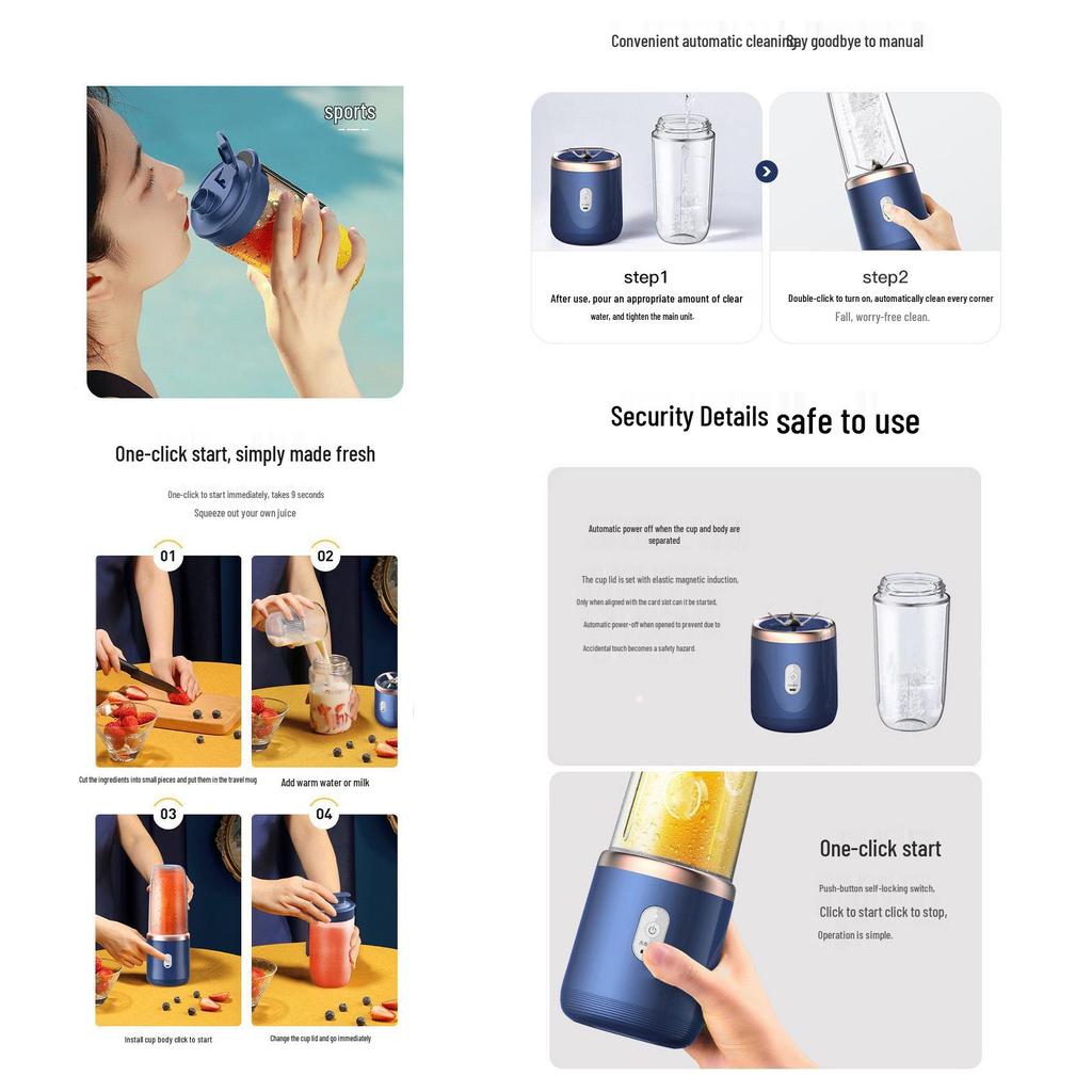 Portable Juice Cup: Long Battery Life, Multifunctional Juicer for Baby Food, Fruits, and Vegetables