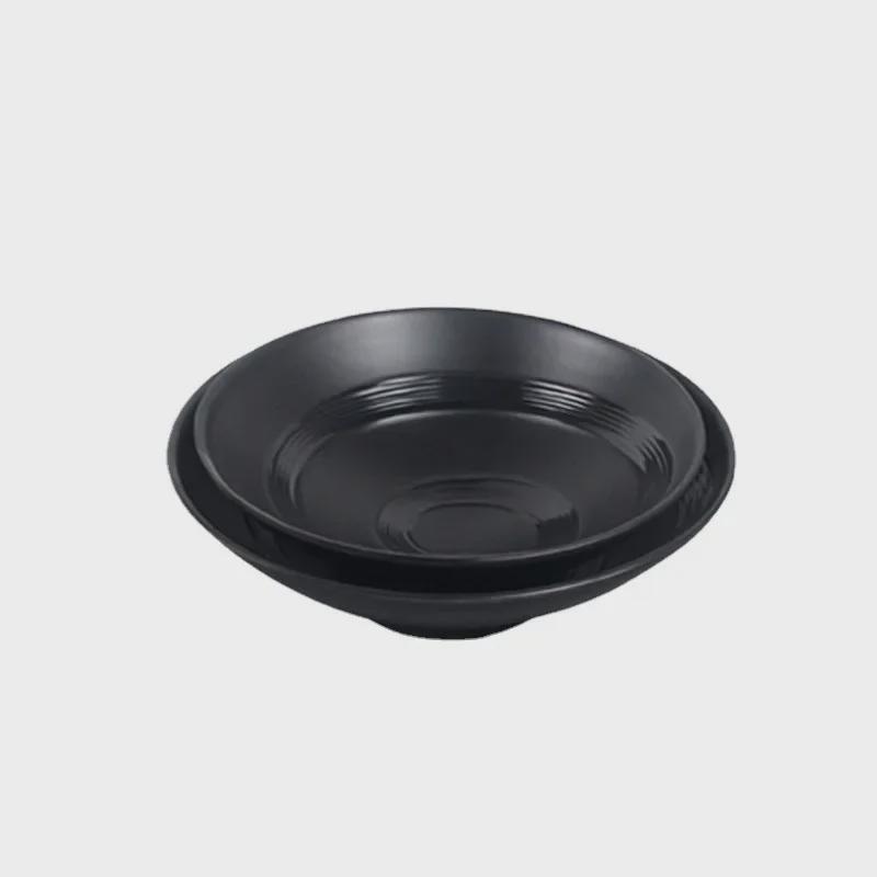 Ударопрочная меламиновая миска для лапши рамэн - черный искусственный фарфор, идеально подходит для острой лапши или риса в ресторанах.