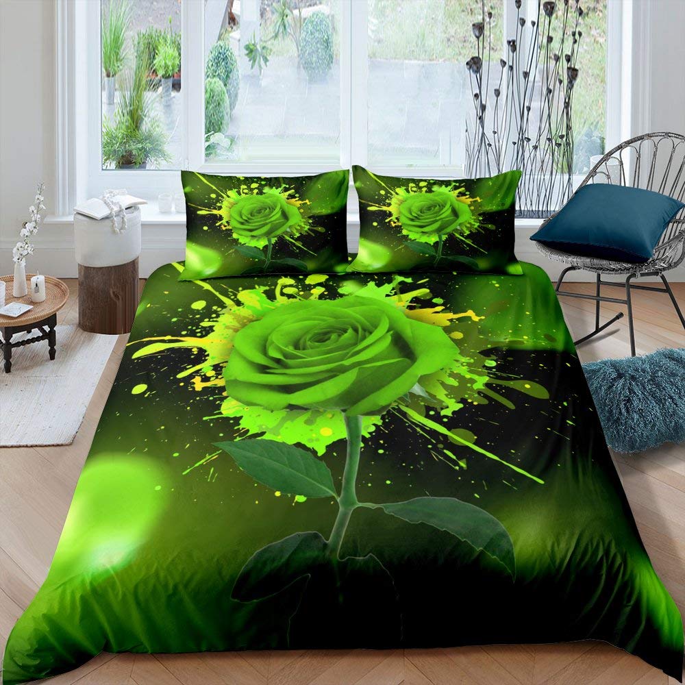 Пододеяльник с розами, женский шикарный комплект постельного белья с фиолетовым цветочным принтом, романтические цветы, блестки, королевского размера, покрывало для пар