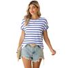 2025 Summer New Arrival Stripes Color Matching Short-Sleeved T-shirt for Women Fashion Commuter's All-Matching Drop-Shoulder Short Pullover Tops Women