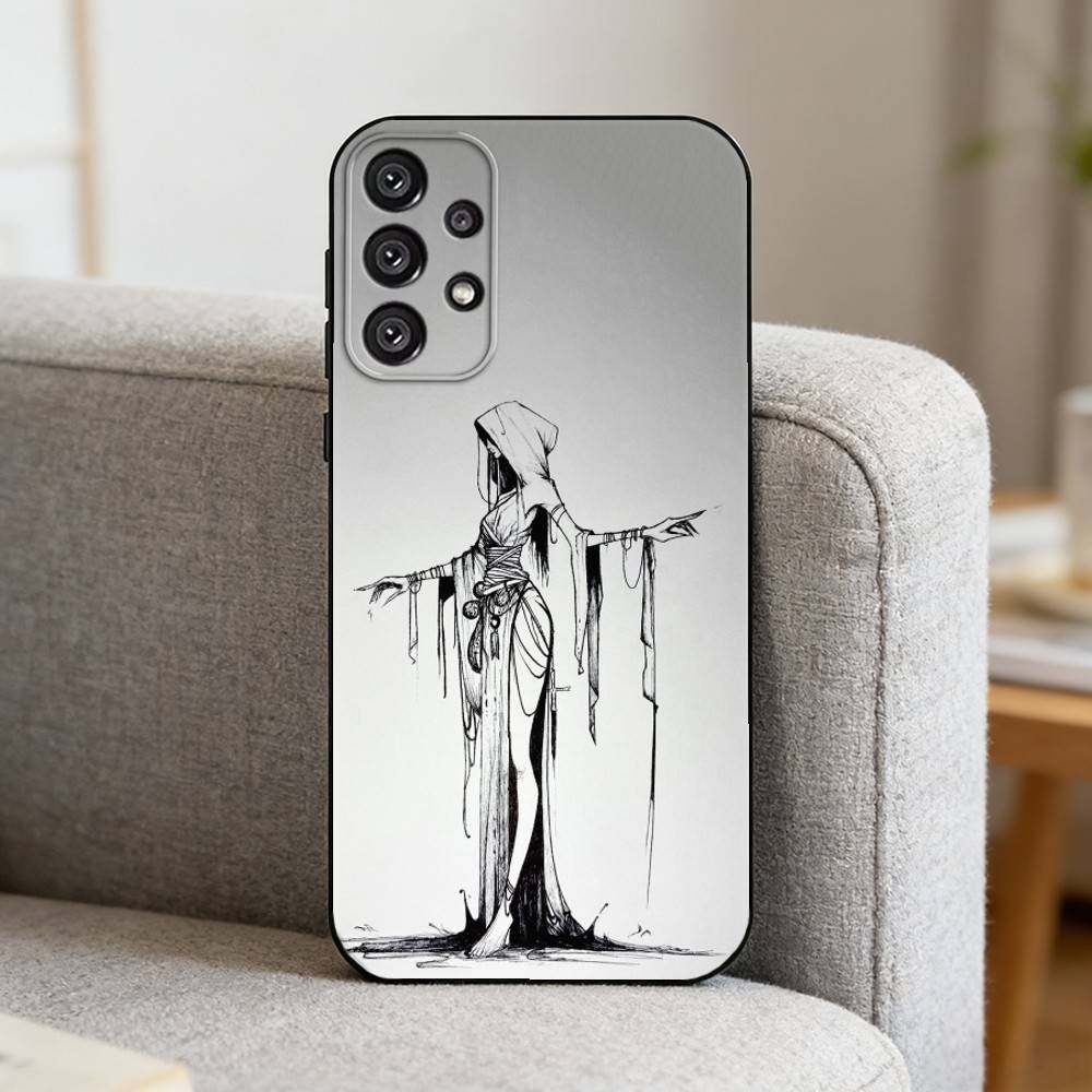G-Готическая Девушка Скульптура Ретро Чехол Для Телефона Для Samsung S25,S24,S21,S22,S23,S30,Ultra,S20,Plus,Fe,Note,10,9,5G Черный Чехол