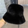 Женская шапка-ведро из искусственного меха, мягкая плюшевая однотонная зимняя теплая шапка-рыбак для осени и зимы