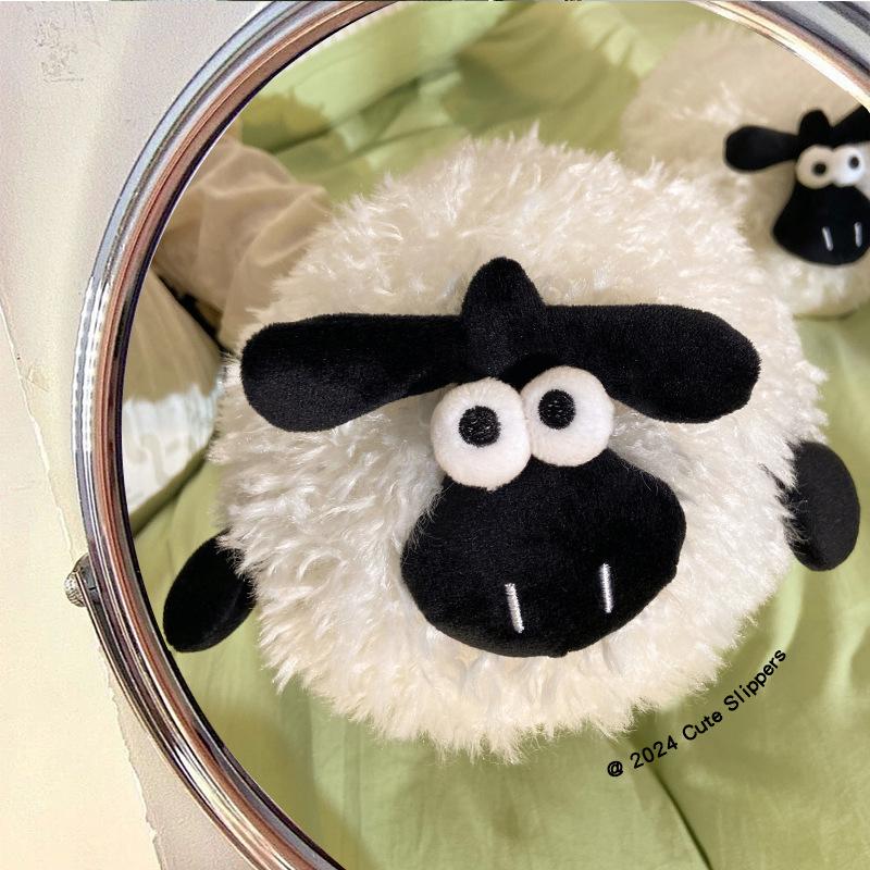 Новые пушистые тапочки для взрослых с рисунком овцы для женщин и мужчин, домашняя обувь с потертостями, зимние теплые плюшевые тапочки на каблуке, тапочки из ягненка, унисекс