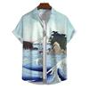 Summer Shirt For Men Lighthouse 3d Printed Men‘S Clothing Loose Oversized Shirt Beach Party Short Sleeved Tops Hawaii Sweatshirt