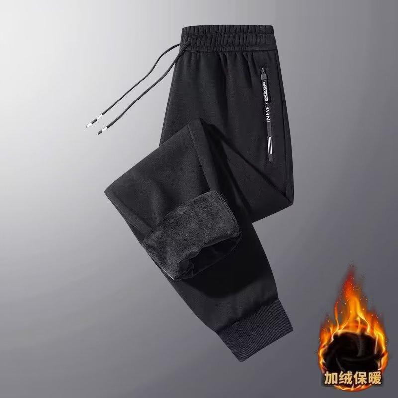 Мужские спортивные штаны осень и зима новые флисовые утолщенные большого размера на молнии повседневные брюки