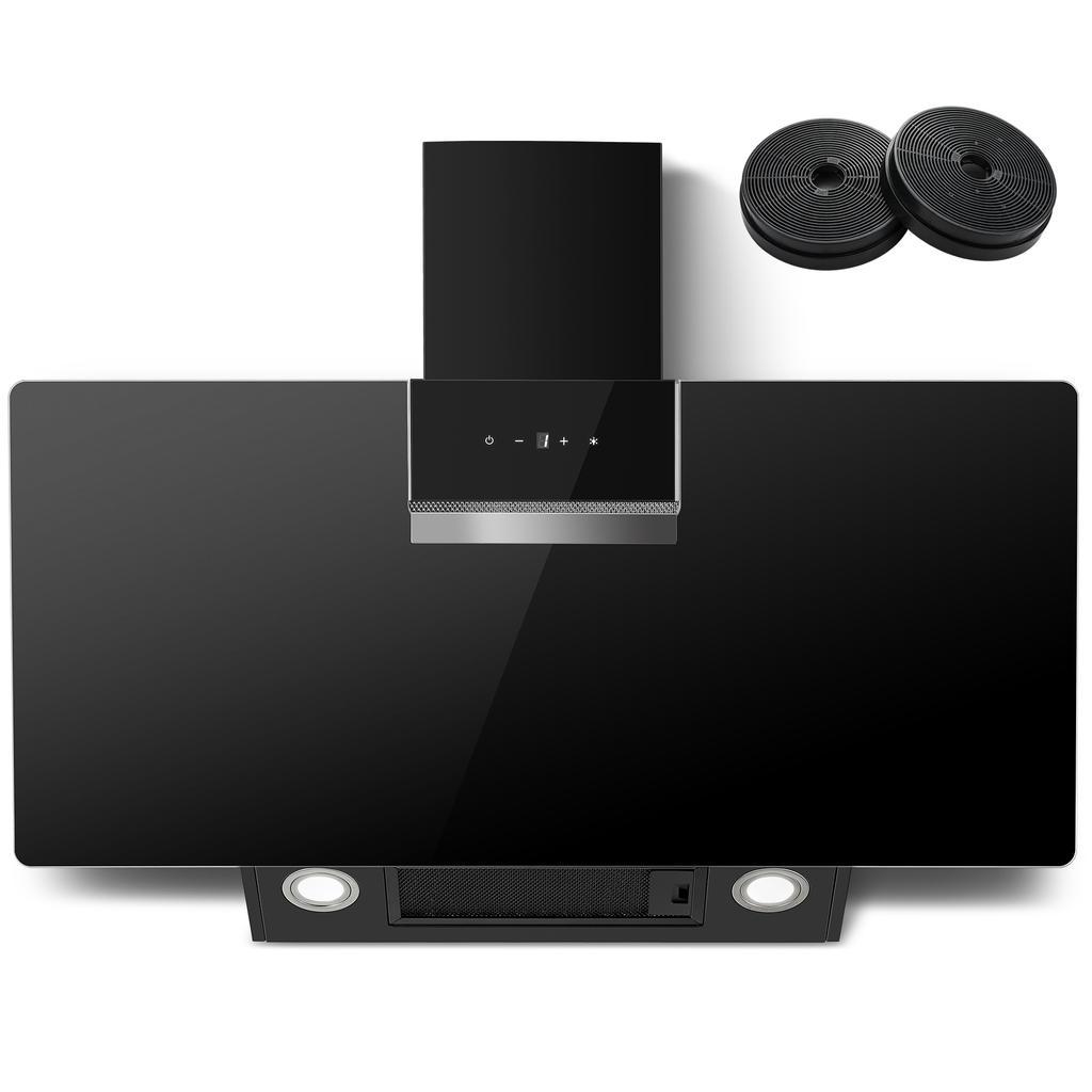 SNDOAS 90cm Range Hood A+++ 800 M³/h Drafting Power 3+ Booster Stages Touchscreen Activated with Activated Carbon Filter