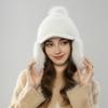Autumn and winter plush warm ear protection rabbit fur hat hairball face ducktongue knitted hat girls hat