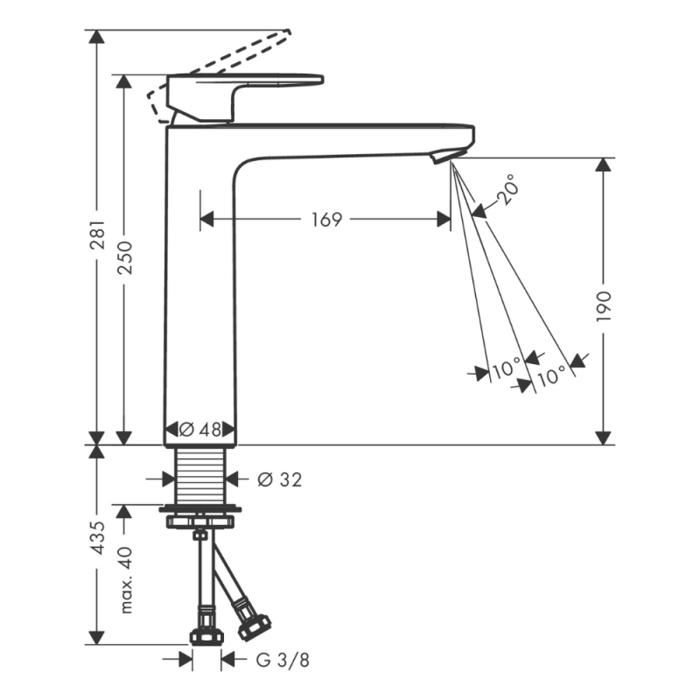 Mitigeur lavabo HANSGROHE Vernis Blend 190 sans tirette ni vidage noir mat